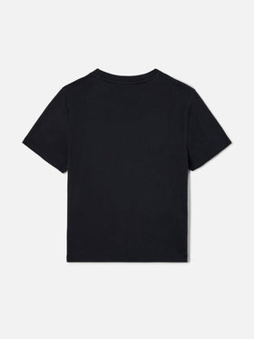 Elly t-shirt in black cotton with Saint Barth rhinestones embellishment