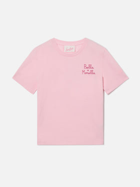 Camiseta Elly en algodón rosa con bordado Bella Monella 