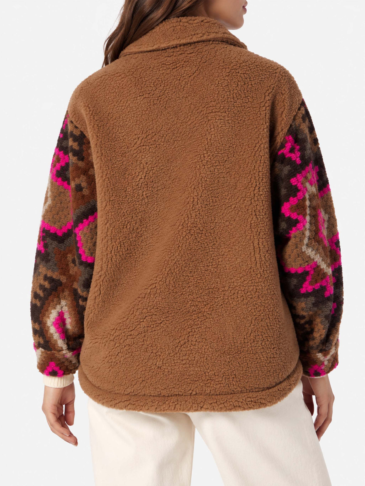 Giacca Elys overshirt in sherpa con stampa etnica