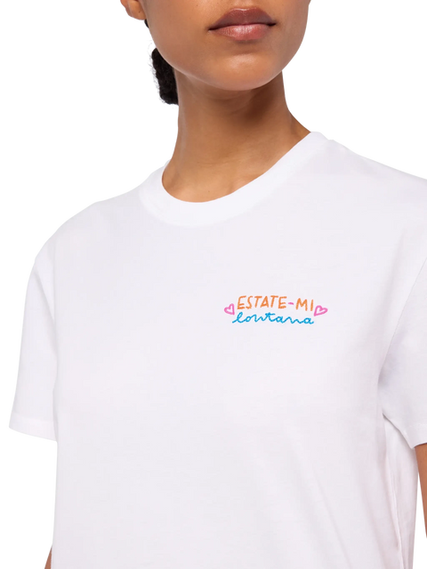 Emilie cotton t-shirt with Estate-mi Lontana embroidery | INSULTI LUMINOSI SPECIAL EDITION - MC2 Saint Barth