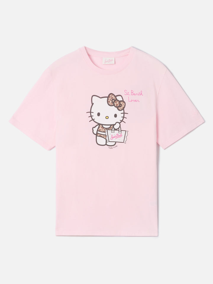 T-shirt Emilie rose avec imprimé Hello Kitty et broderie St. Barth Lover | Édition spéciale 