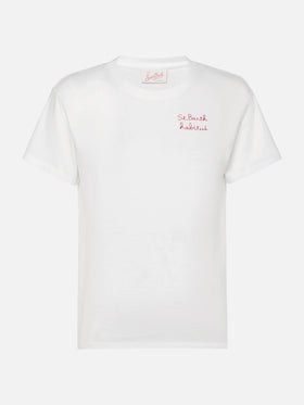 Baumwoll-T-Shirt Emilie mit St. Barth Habituè-Stickerei