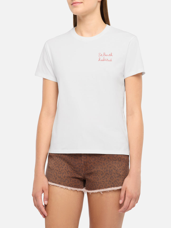 T-shirt Emilie in cotone con ricamo St. Barth habituè
