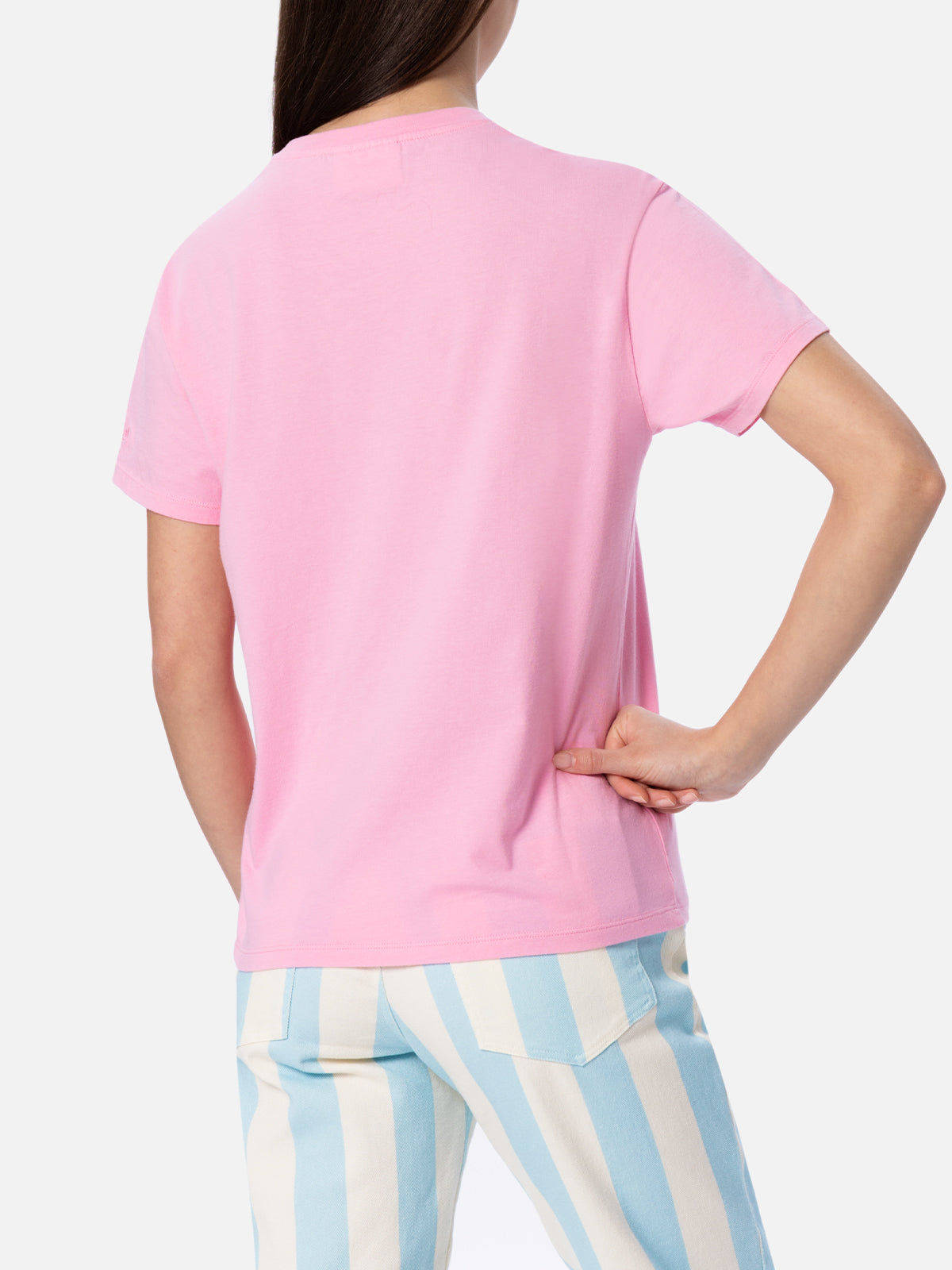 Woman cotton jersey crewneck t-shirt Emilie with Barbie St. Barth print | BARBIE SPECIAL EDITION - MC2 Saint Barth
