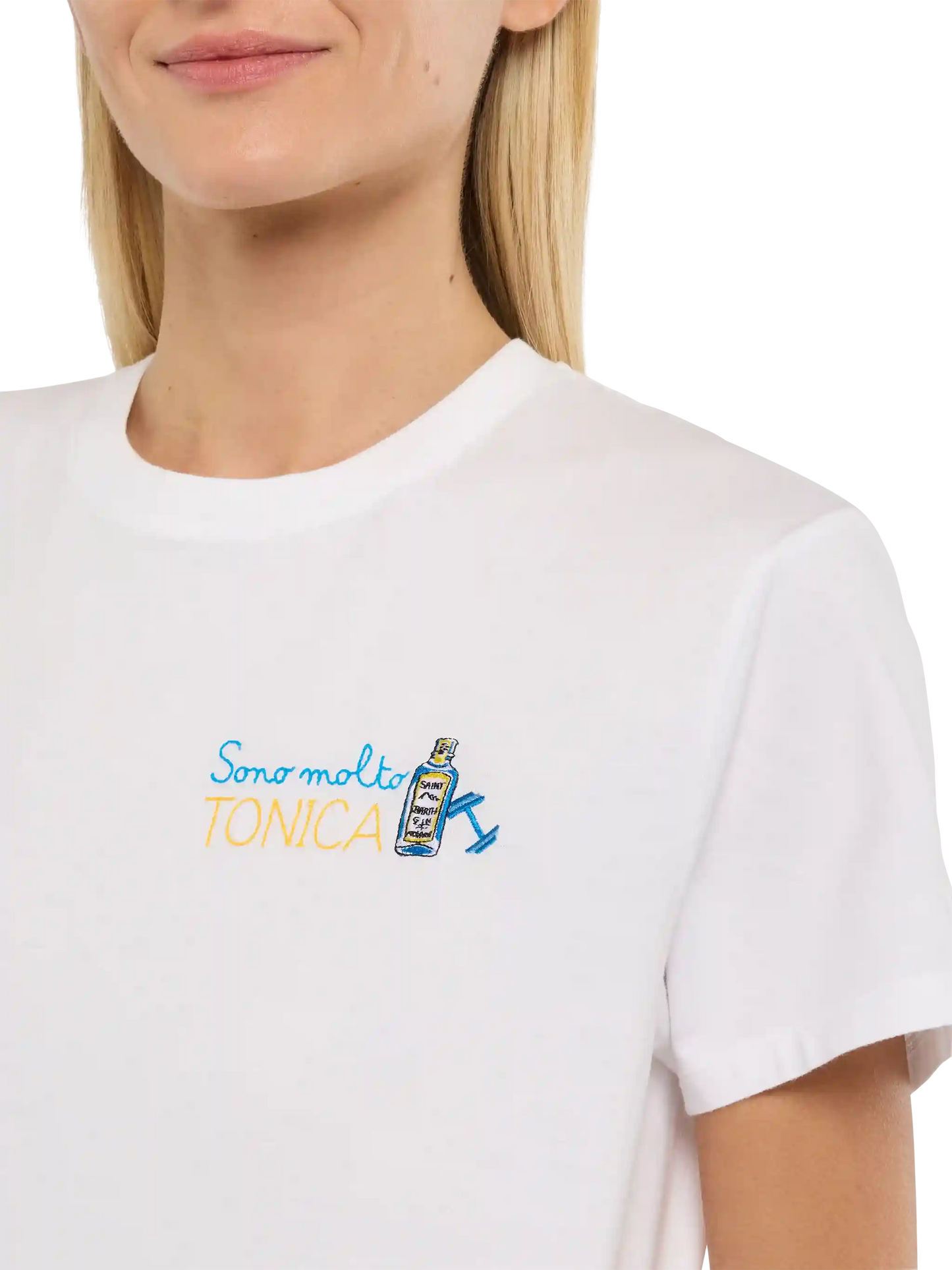 Camiseta Emilie blanca con bordado Sono molto Tonica 