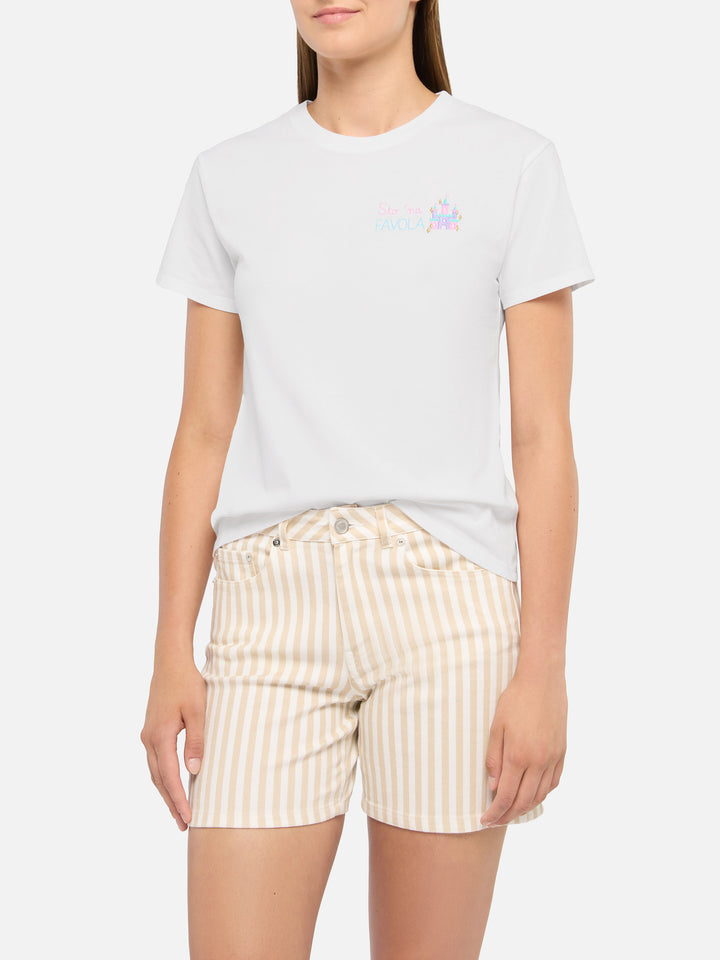 Emilie t-shirt in cotone con ricamo Sto 'na favola
