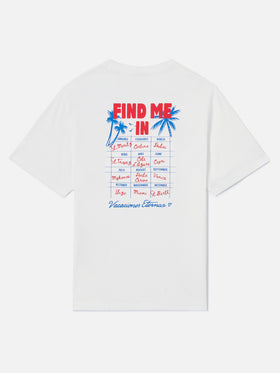 White Emilie T-shirt with Find Me in Vacation print
