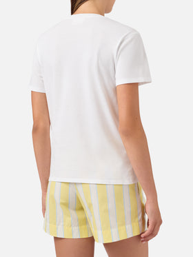 T-shirt Emilie blanche avec broderie Non sarà un'avventura et charm 