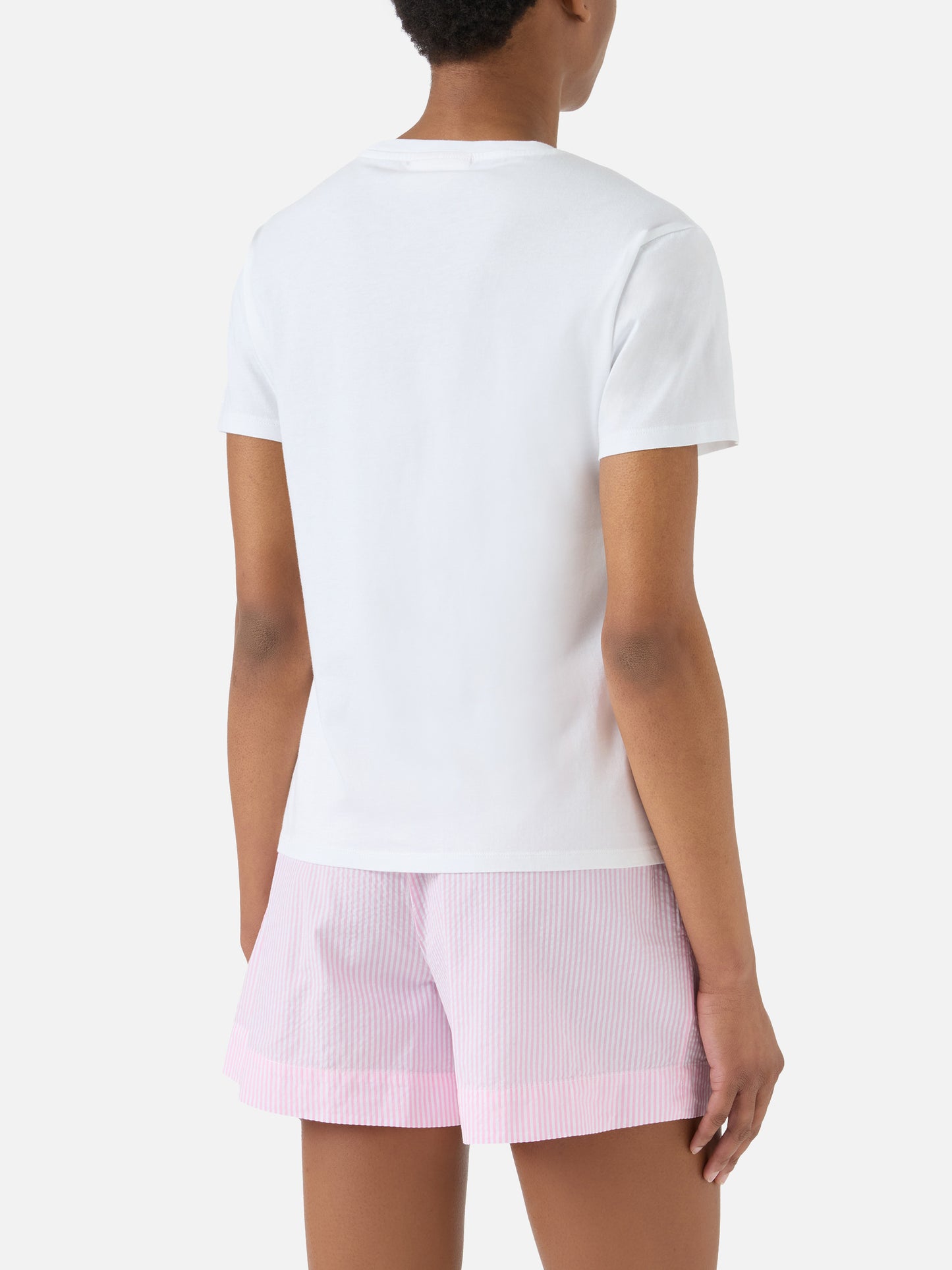 White Emilie T-shirt with Girls Just Wanna Have Wine embroidery