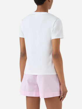 White Emilie T-shirt with Girls Just Wanna Have Wine embroidery