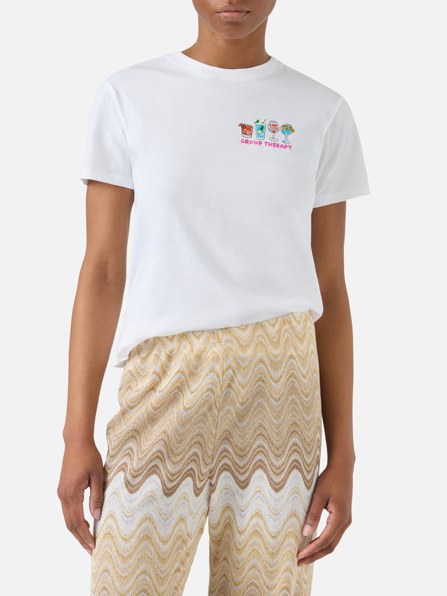 T-shirt Emilie blanc avec broderie Group Therapy 