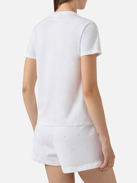 Camiseta Emilie blanca con bordado I Love Tennis y strass 