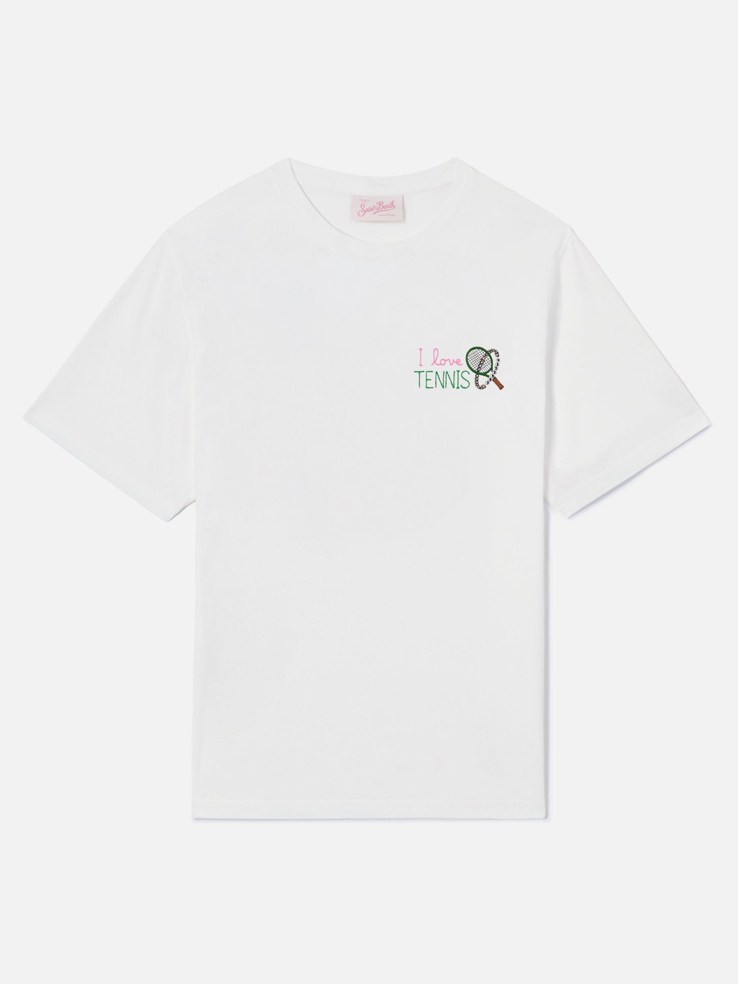 Camiseta Emilie blanca con bordado I Love Tennis y strass 
