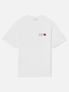 Camiseta Emilie blanca con bordado Amore Espresso 