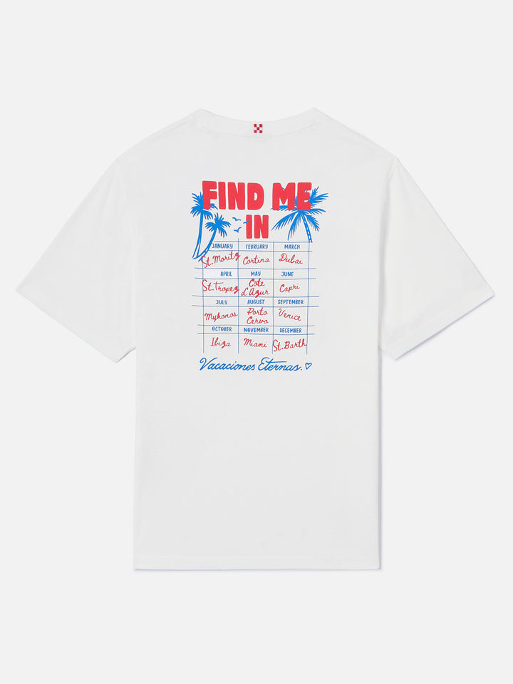 Weißes Emilie T-Shirt mit Find Me in Vacation-Print 