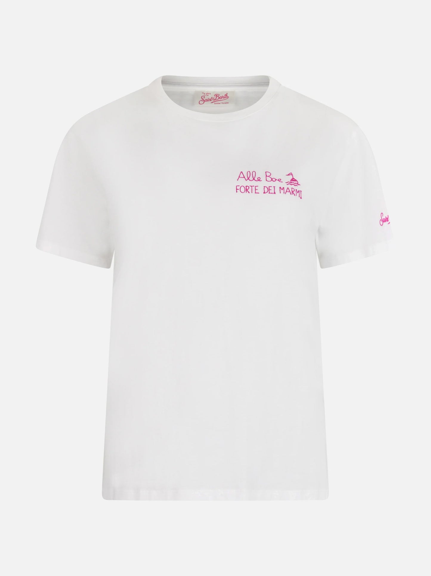 Woman cotton jersey crewneck t-shirt Emilie with Amo Forte print | ALLE BOE SPECIAL EDITION