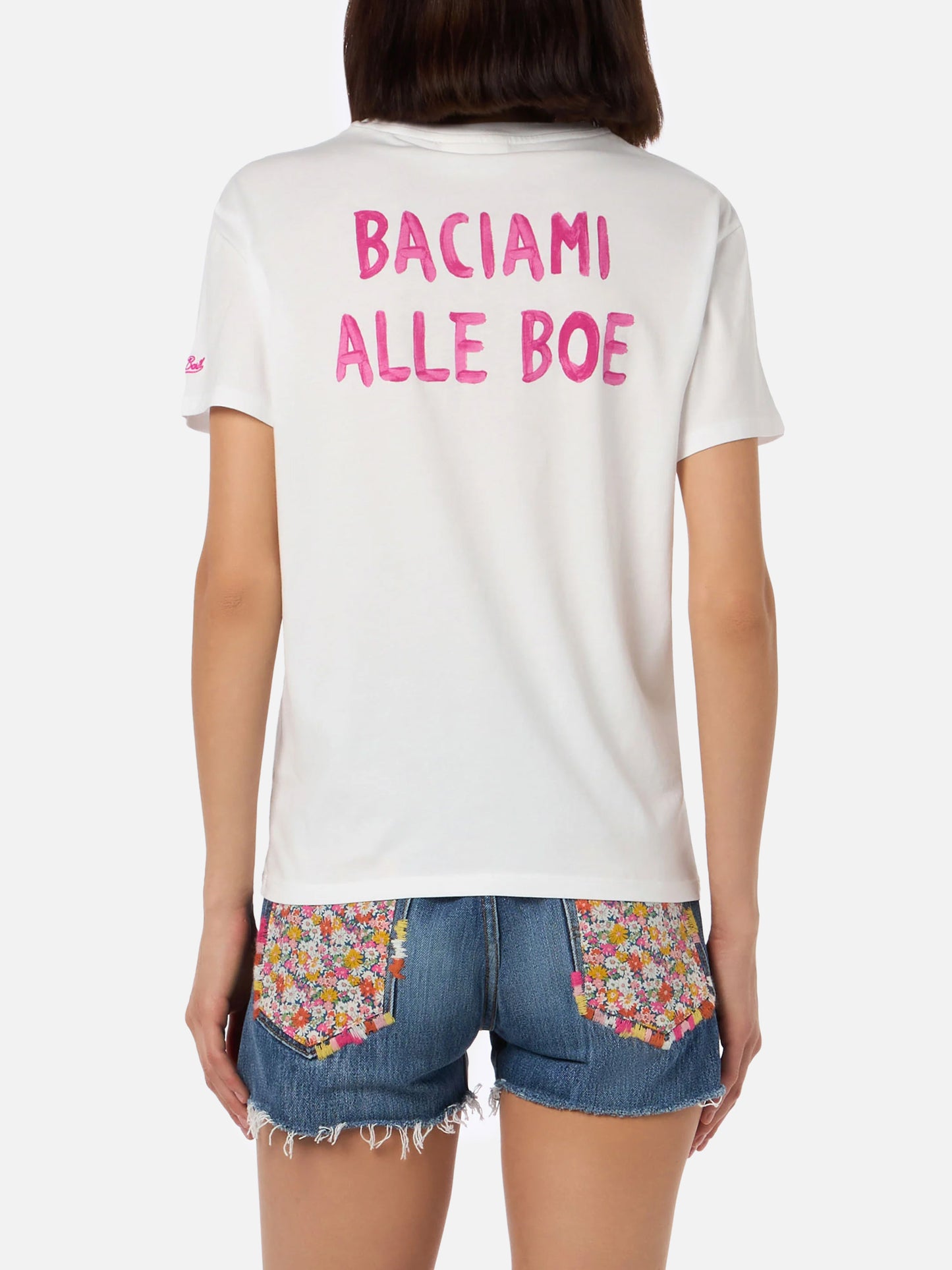 Damen-T-Shirt Emilie aus Baumwolljersey mit Rundhalsausschnitt und Baciami alle Boe-Aufdruck | ALLE BOE SPECIAL EDITION