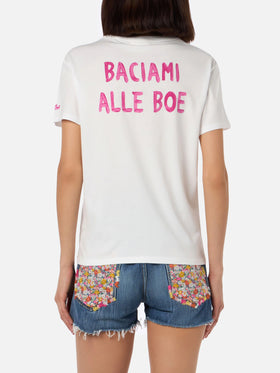 Damen-T-Shirt Emilie aus Baumwolljersey mit Rundhalsausschnitt und Baciami alle Boe-Aufdruck | ALLE BOE SPECIAL EDITION