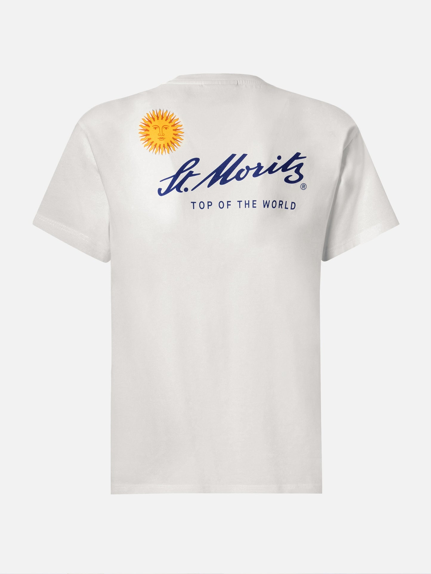 Emilie Baumwoll-T-Shirt in Weiß mit St. Moritz-Print | ST. MORITZ TOP OF THE WORLD SPECIAL EDITION