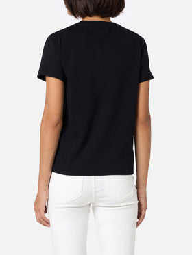 Schwarzes Damen-T-Shirt Emilie aus schwerer Baumwolle mit Vip Club Cortina-Stickerei | VIP CLUB CORTINA SPECIAL EDITION