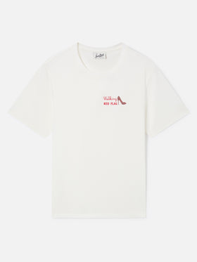 T-shirt Emilie blanc cassé avec broderie Walking Red Flag 