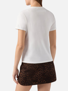 T-shirt Emilie in cotone bianco con applicazione glitter argento Vacanze di Natale | VACANZE DI NATALE SPECIAL EDITION
