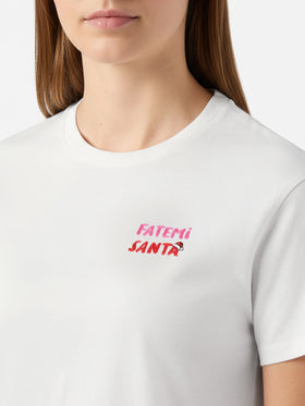 Emilie T-Shirt aus Bio-Baumwolle in Weiß mit Fatemi-Santa-Stickerei