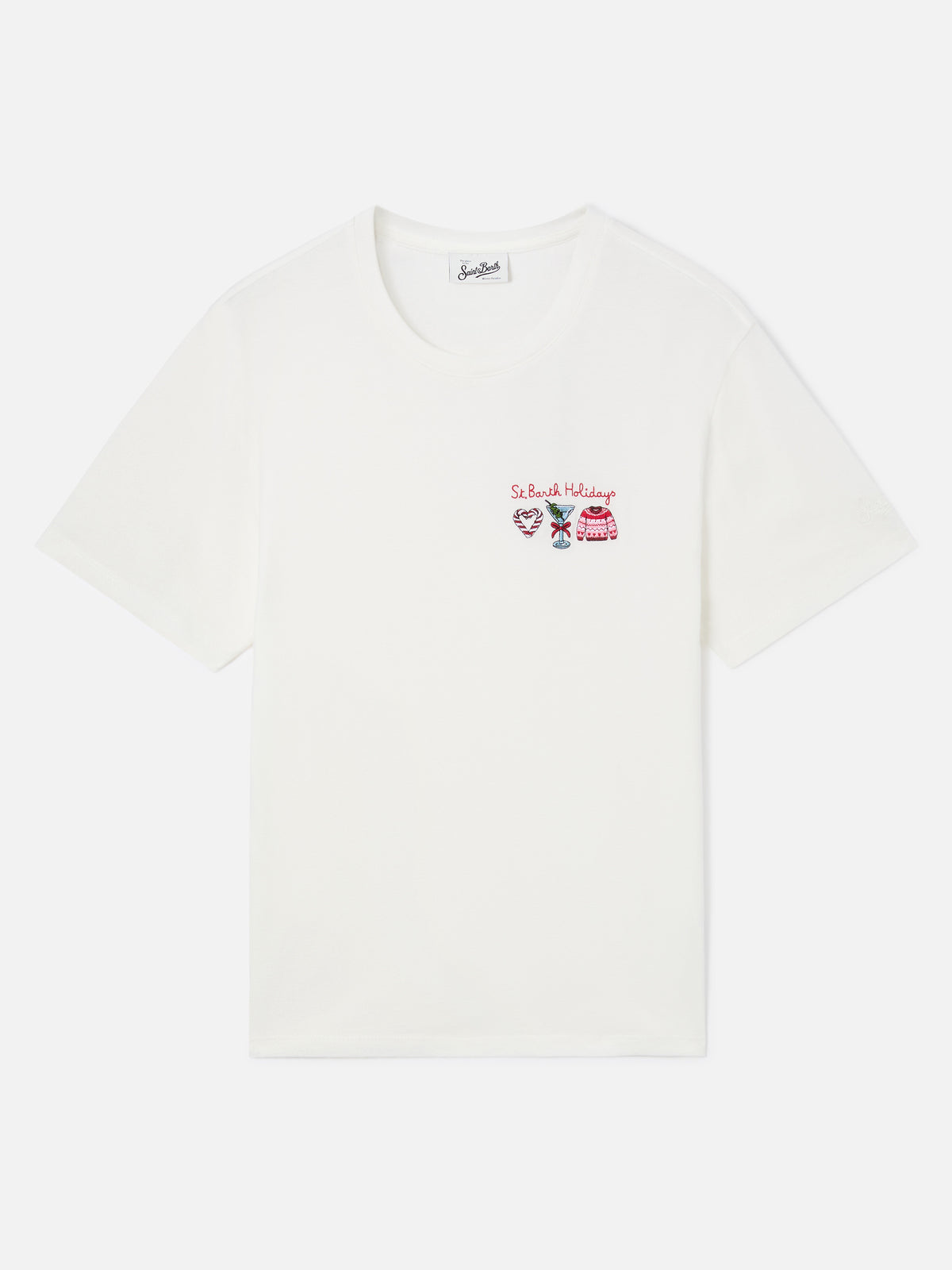 T-shirt Emilie blanc cassé avec broderie St. Barth Holidays 