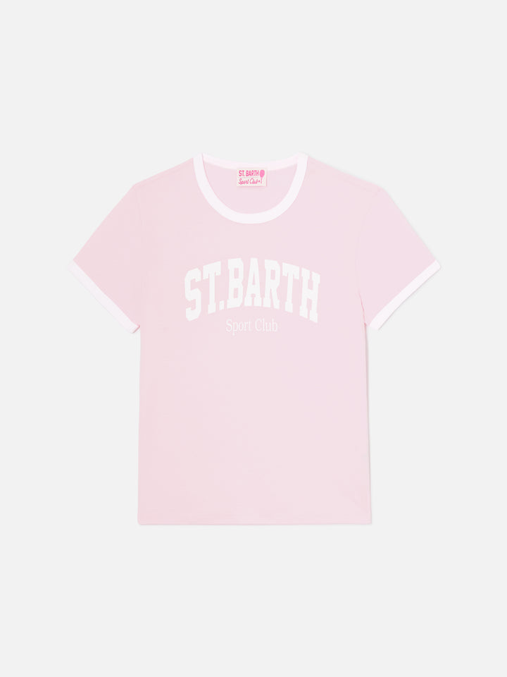 Pink Emilie String T-Shirt mit Sport Club-Print 
