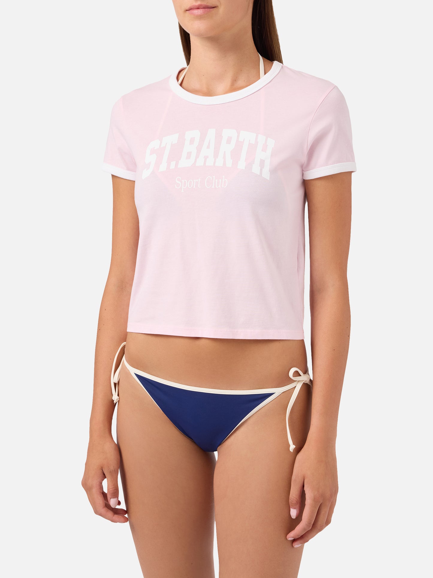 Pink Emilie String T-shirt with Sport Club print