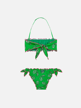 Girl bandeau bikini with paisley print