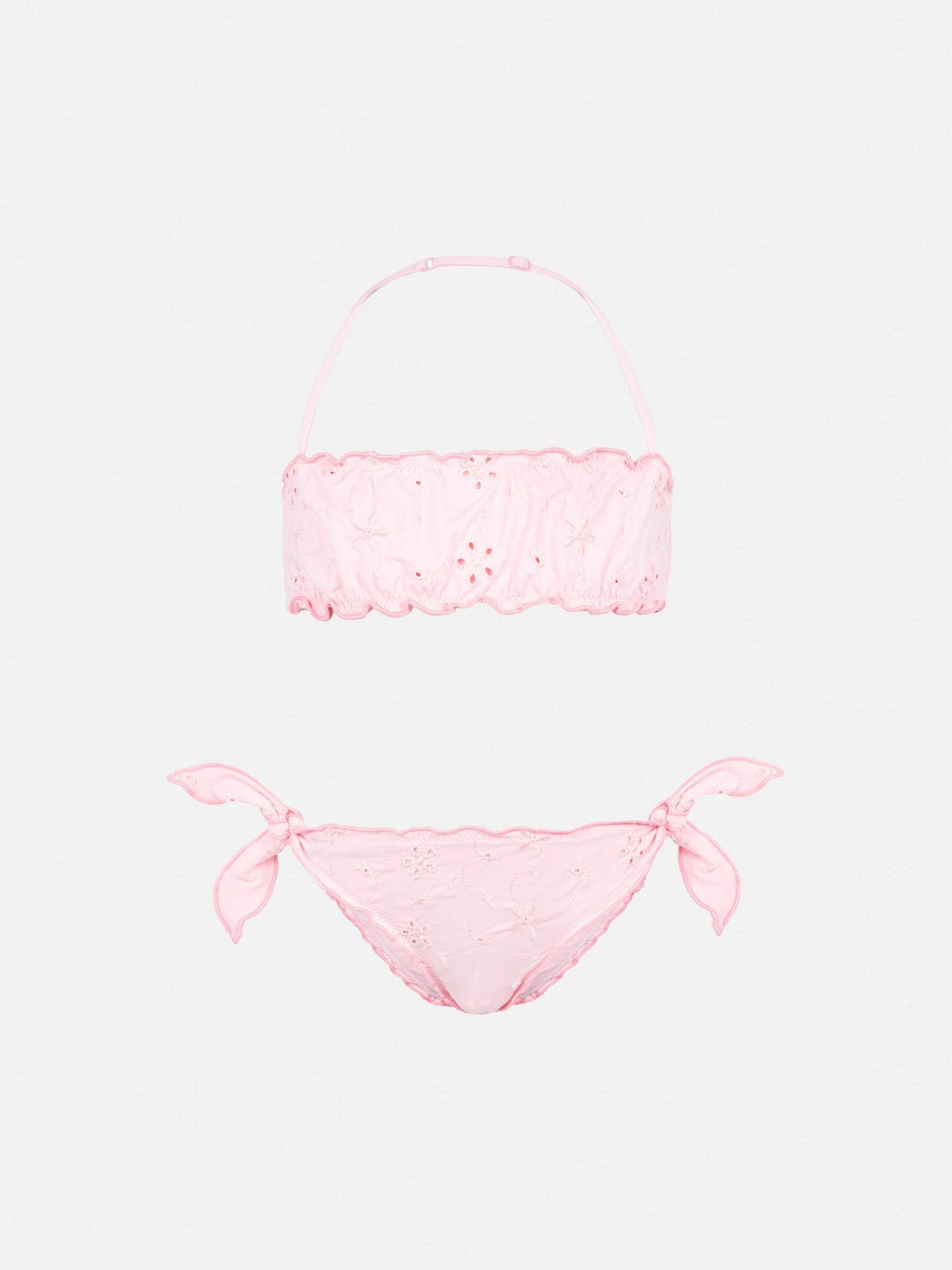 Emy classic bandeau bikini with Sangallo lace embroidery - MC2 Saint Barth