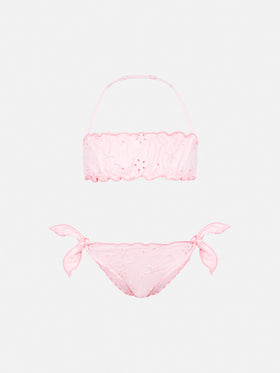 Emy classic bandeau bikini with Sangallo lace embroidery - MC2 Saint Barth