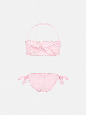 Emy classic bandeau bikini with Sangallo lace embroidery - MC2 Saint Barth