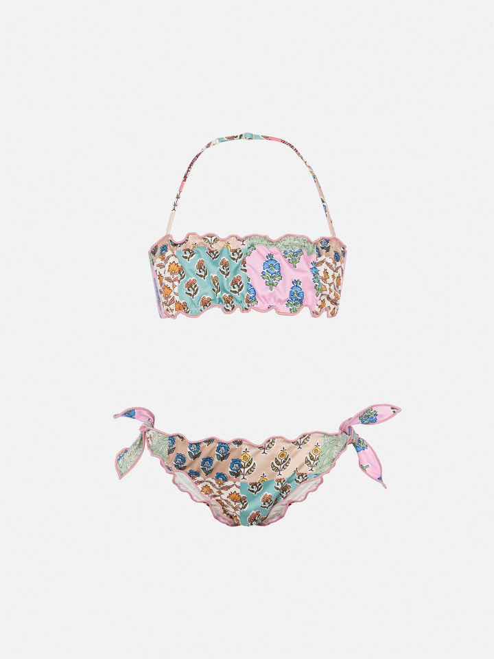Emy classic bandeau bikini with flower patch print - MC2 Saint Barth