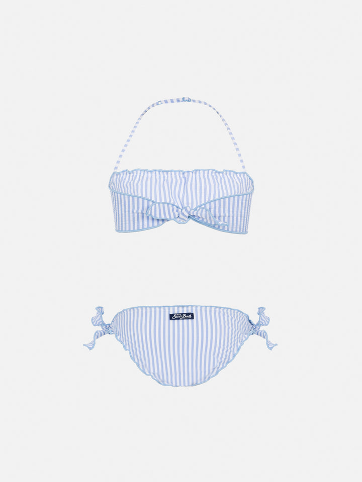 Emy classic bandeau seersucker bikini with striped print - MC2 Saint Barth
