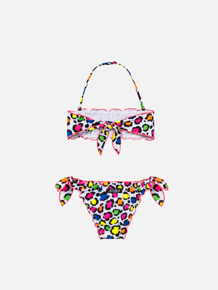 Bikini bandeau fille à imprimé léopard 