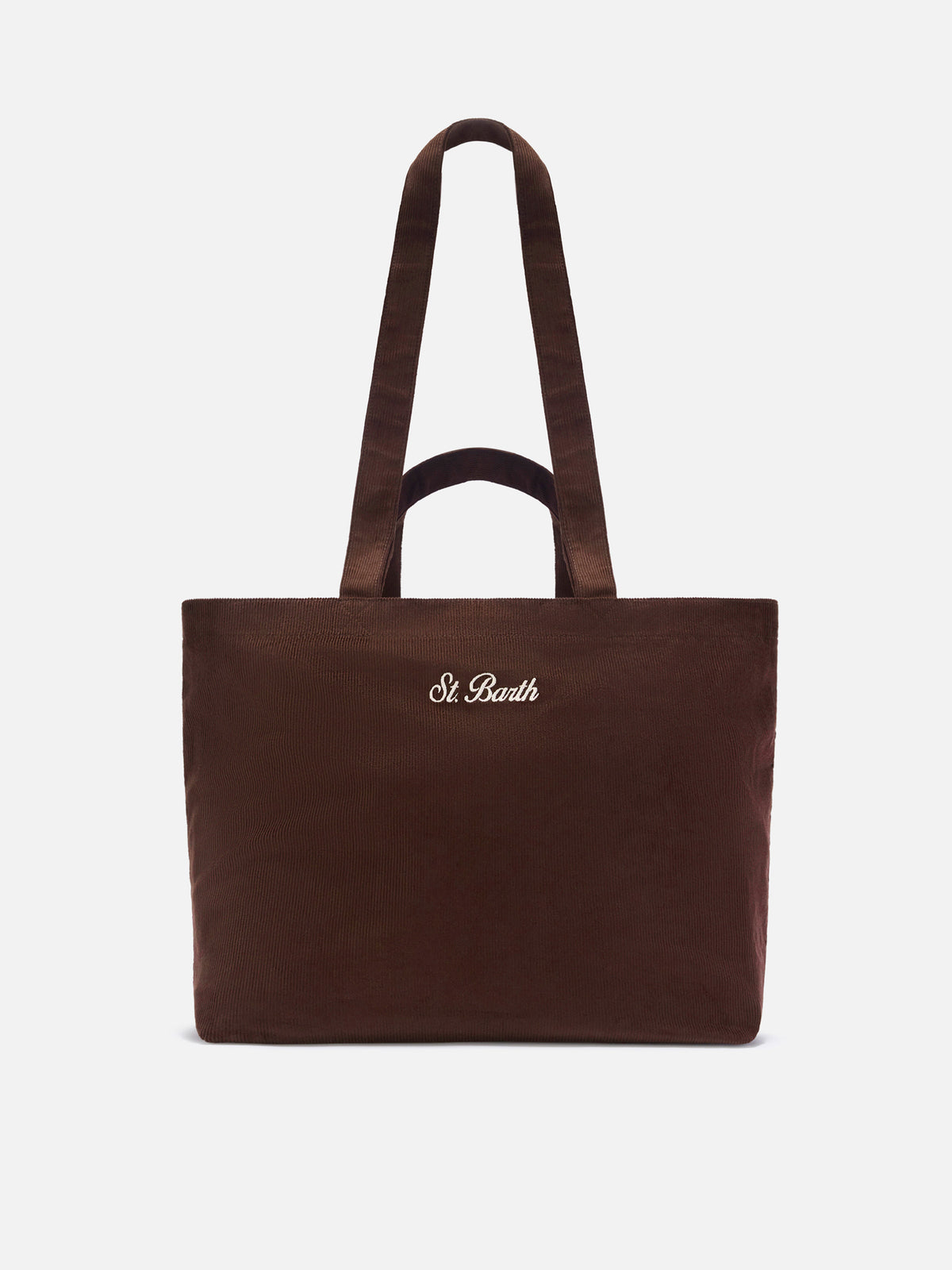 Sac tote Essential en velours côtelé marron avec logo brodé 