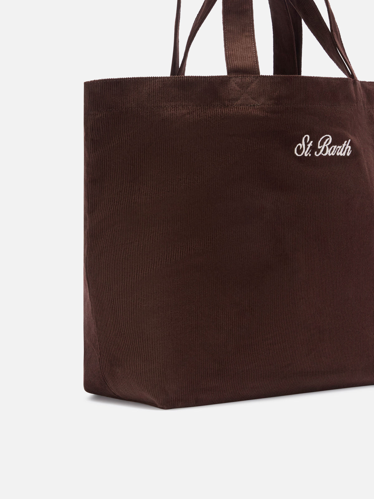 Sac tote Essential en velours côtelé marron avec logo brodé 