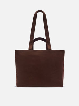 Sac tote Essential en velours côtelé marron avec logo brodé 