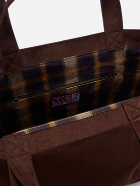 Sac tote Essential en velours côtelé marron avec logo brodé 