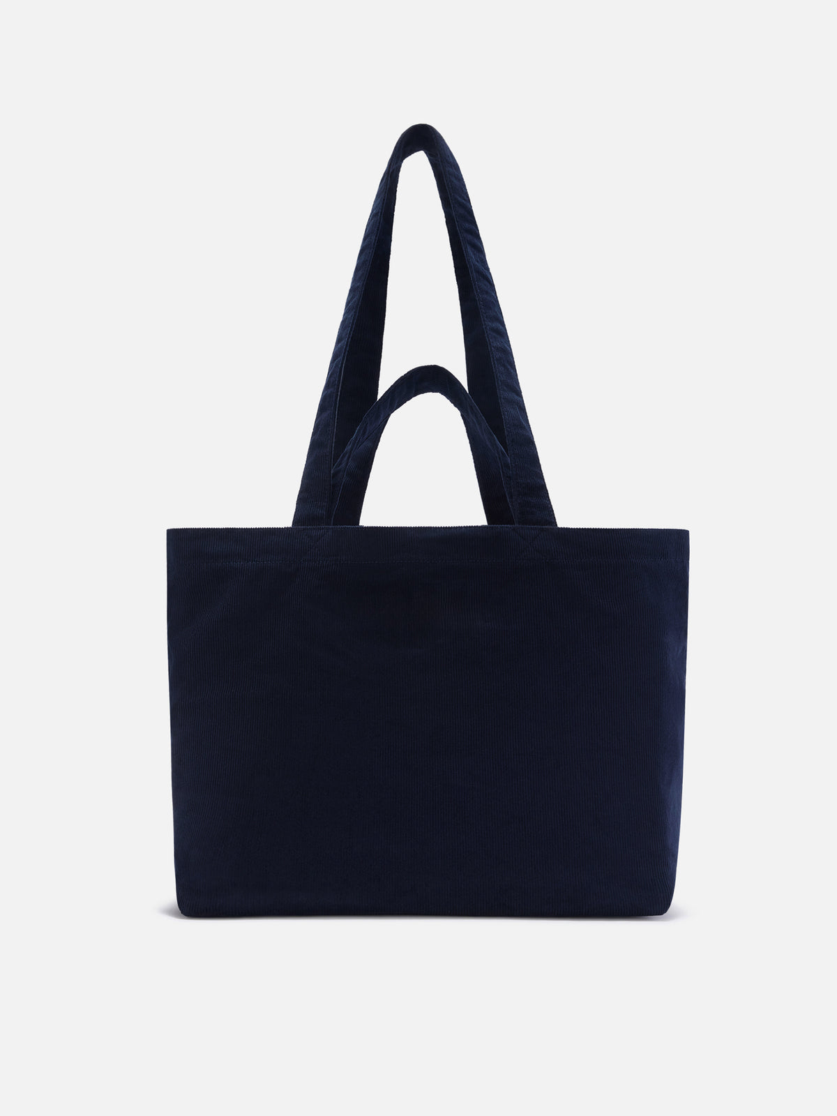 Shopper Essential blu navy in velluto a coste con ricamo logo
