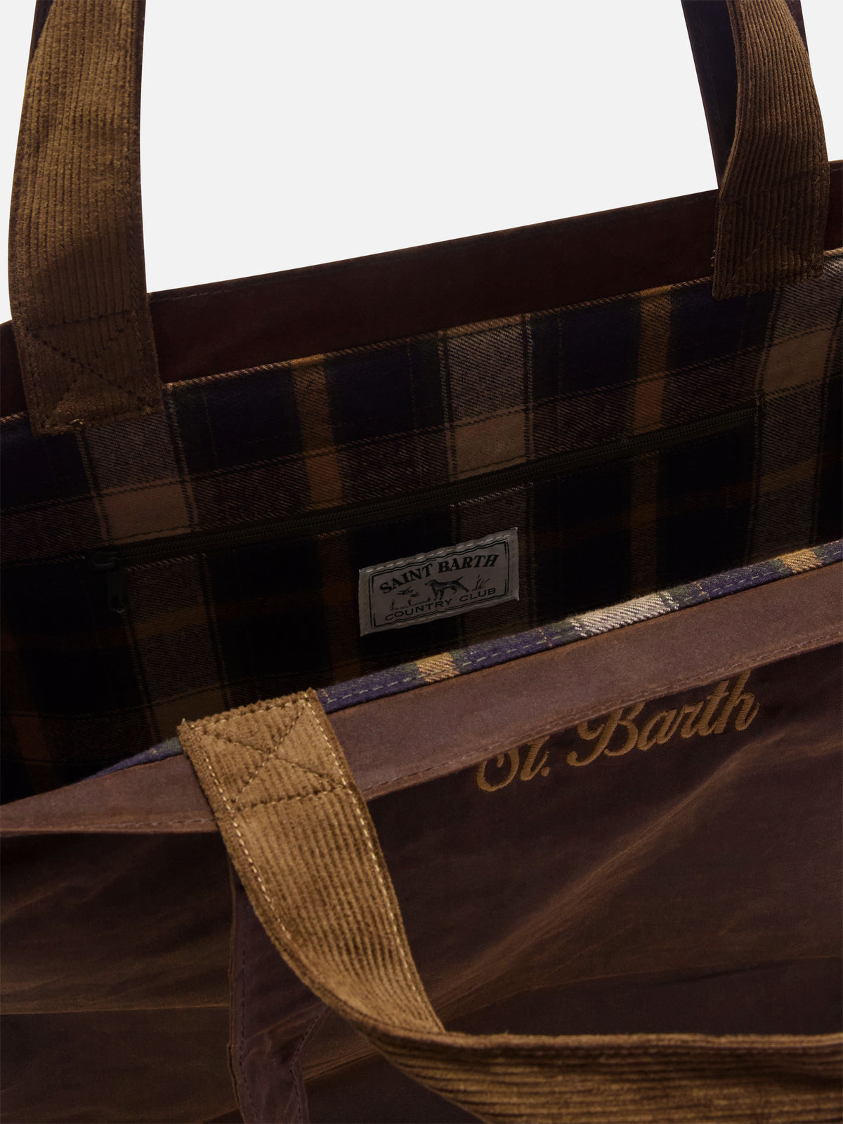Braune Essential gewachste tote-Tasche mit gesticktem Logo 