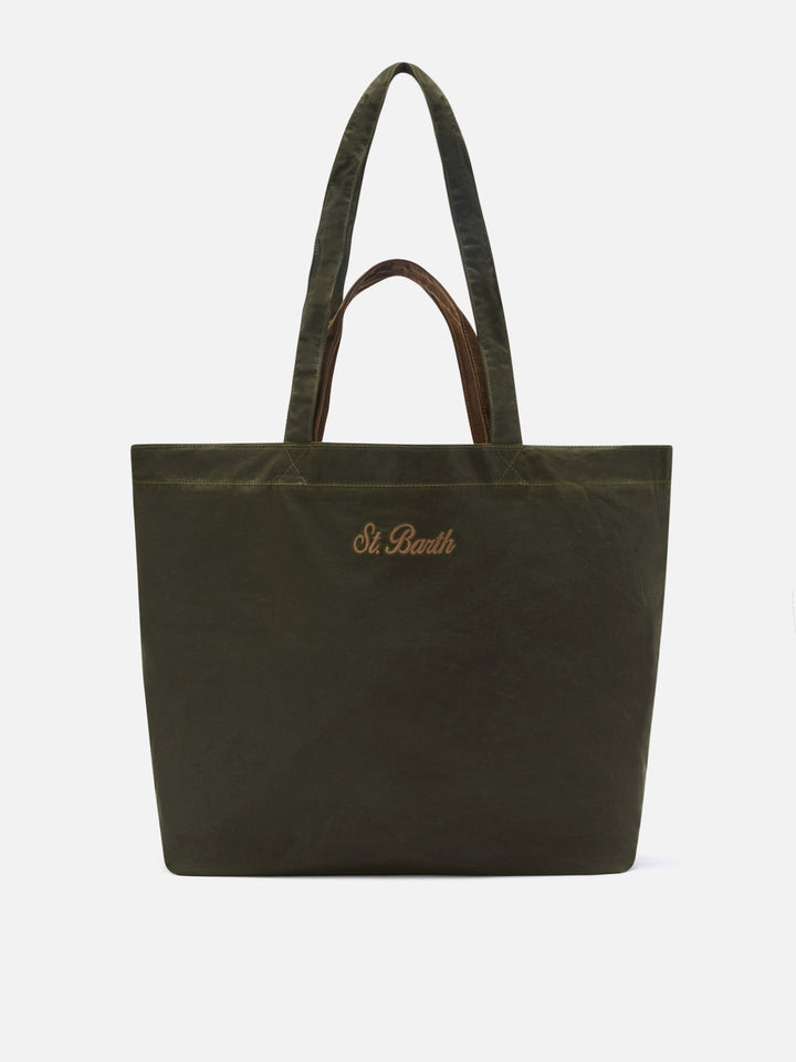 Essential gewachste tote-Tasche in Military Green mit Logostickerei 