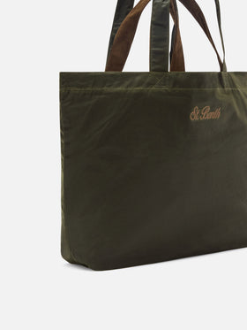 Essential gewachste tote-Tasche in Military Green mit Logostickerei 