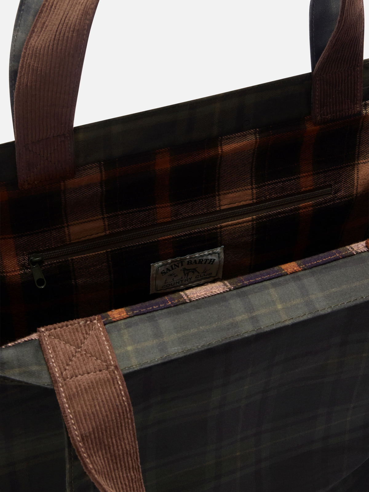Sac tote essentiel ciré à motif tartan 