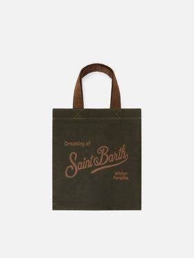Sac Mini Essential ciré vert militaire tote avec logo brodé 