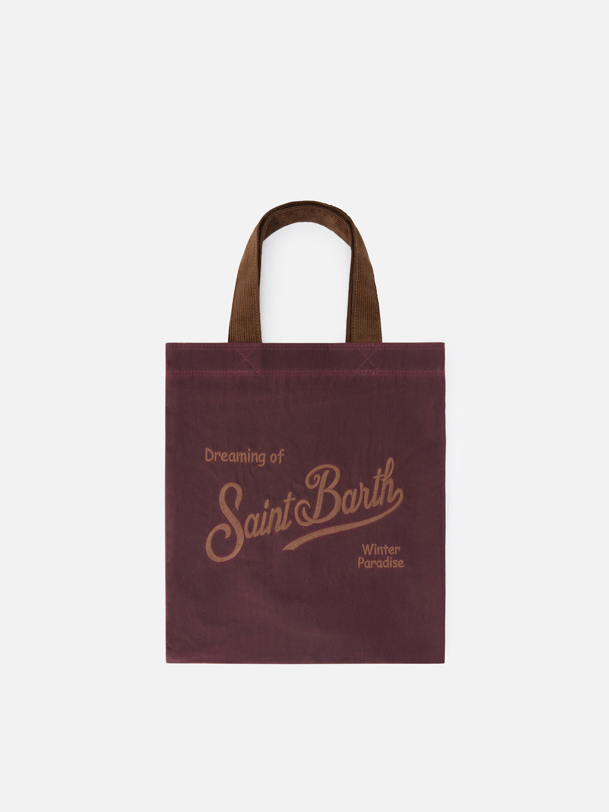 Bolso Bordeaux Mini Essential encerado tote con bordado del logo 