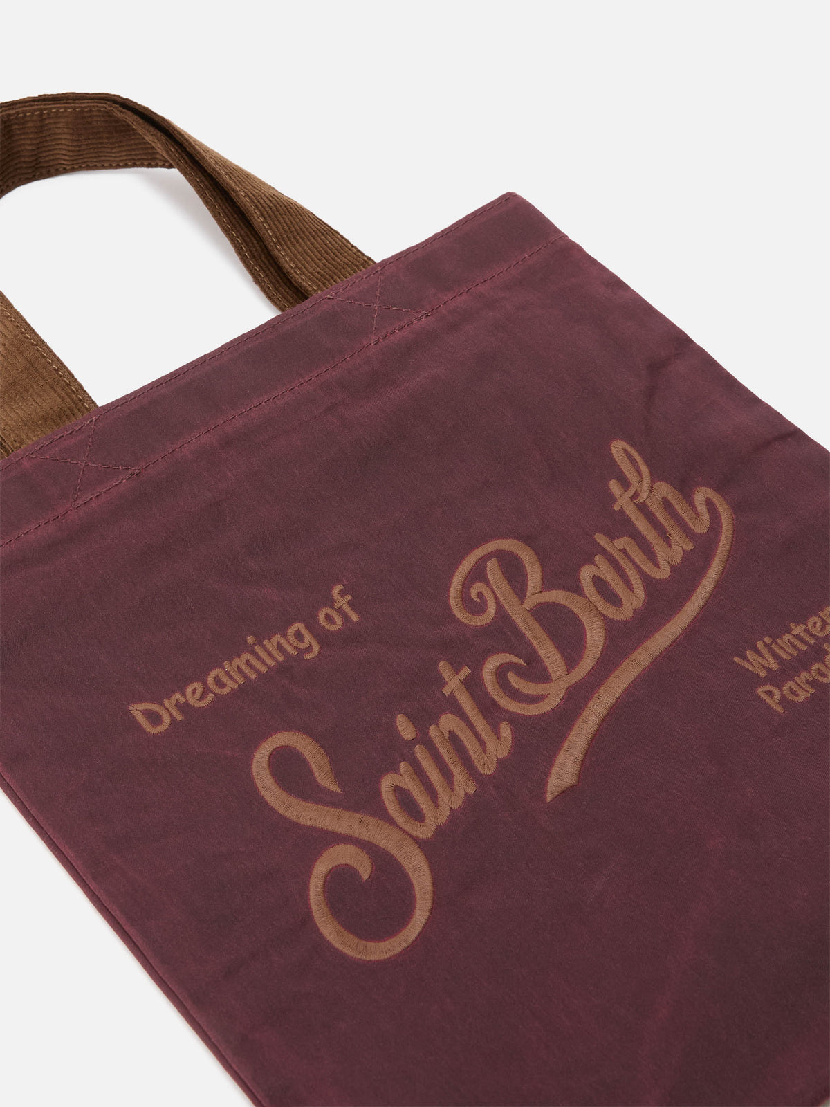Bolso Bordeaux Mini Essential encerado tote con bordado del logo 