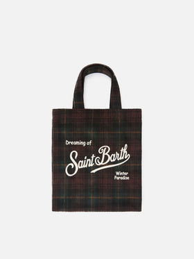 Sac Mini Essential en mélange de laine tote avec motif tartan 